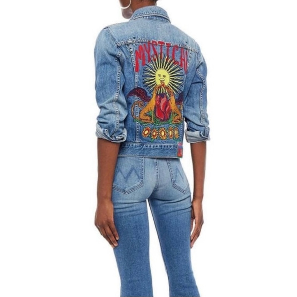 MOTHER Denim Jacket with Colorful Embroidery